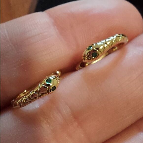 925 Sterling Silver Snake Huggie Earrings - Picture 2 of 7